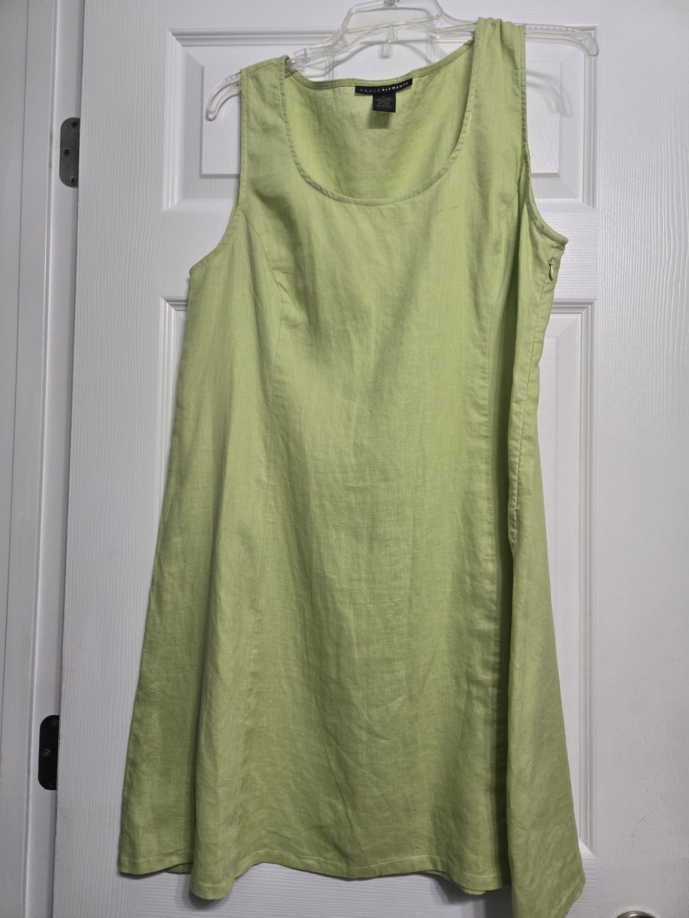Grace Elements Lime Linen A-Line Sleeveless Dress